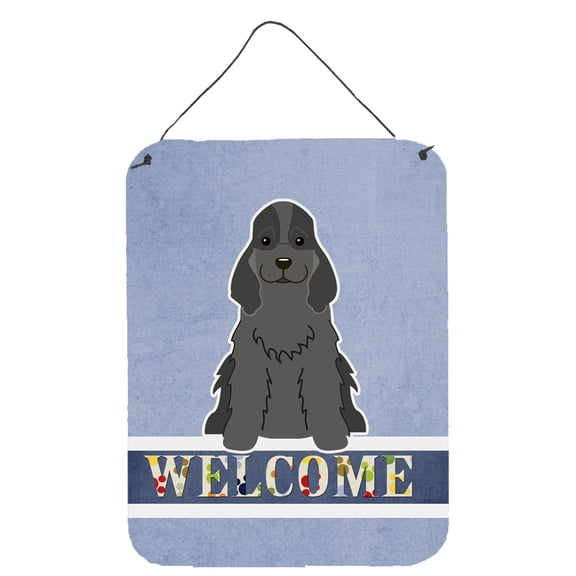 Carolines Treasures BB5673DS1216 Cocker Spaniel Black Welcome Wall or Door Hanging Prints