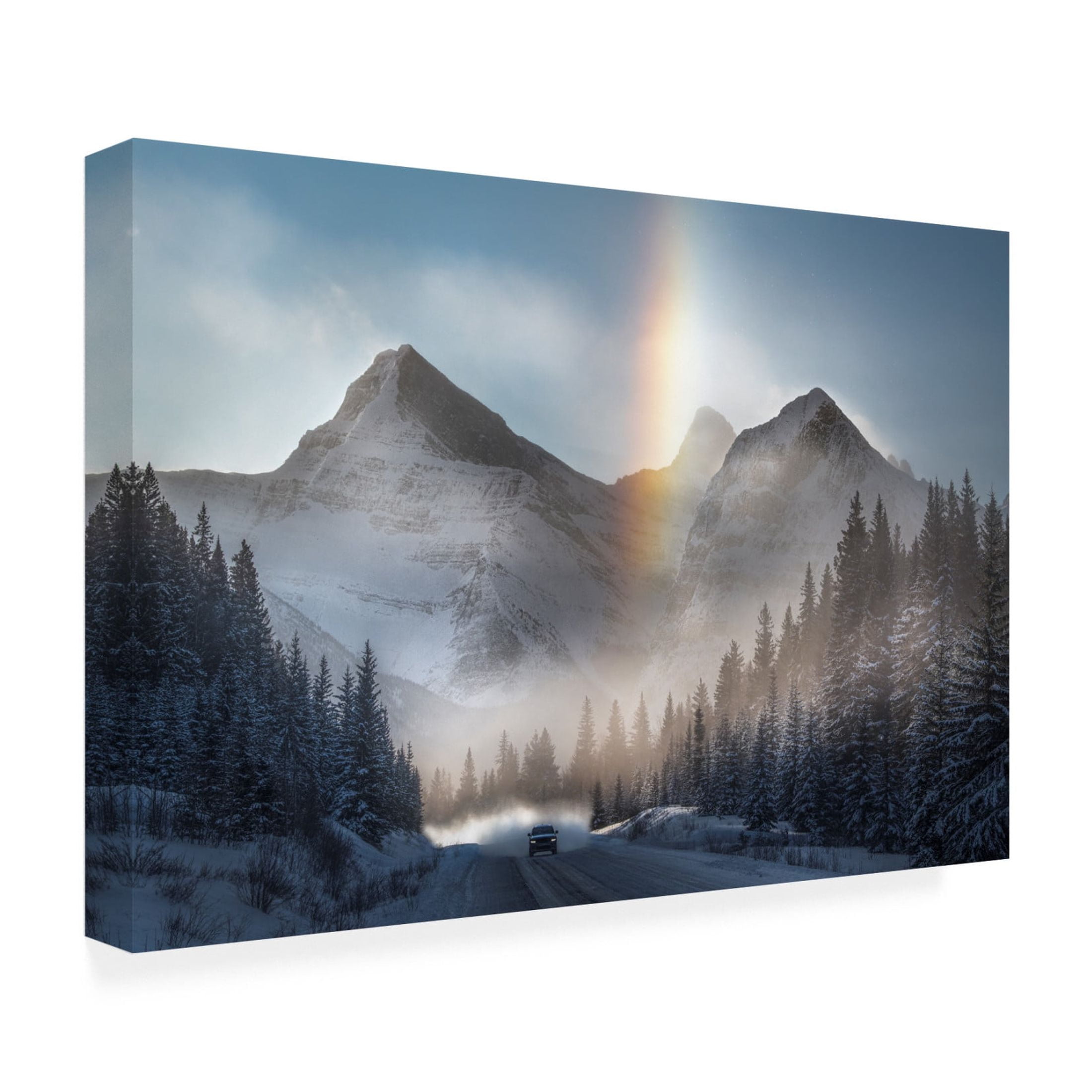 Canvas Wall Art - James S. Chia 'Riding Under Frozen Rainbow' Wall Art for Living Room, Bedroom, or Office Décor by Trademark Fine Art - 19 x 12 Inches