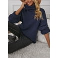 thumbnail image 6 of Asyoly Women Turtleneck Sweaters Long Sleeve Solid Color Chunky  Knit Pullover Casual Comfy Oversized Jumper Keep Warm Tops, 6 of 6