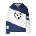 thumbnail image 4 of PNTUTB Womens Casual Color-blocked Heart Print Long Sleeve Pocket Waffle Pullover Loose Hooded Drawstring Sweatshirt, 4 of 6