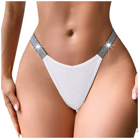 Midwennn Women Fashion Panties Sexy Silver Ribbon Panties T Shorts Silk Thong