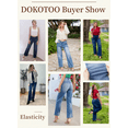 thumbnail image 6 of DOKOTOO Women Wide Leg Jeans High Rise Classic Baggy Denim Pants Casual Loose Fitted Stretchy Comfy Jean Denim Trousers with Pockets US Size 14, 6 of 9