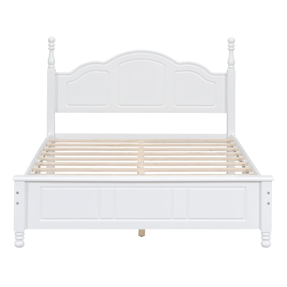 Dtwnek Wood Full Size Platform Bed Frame for Living Room, Bedroom, White