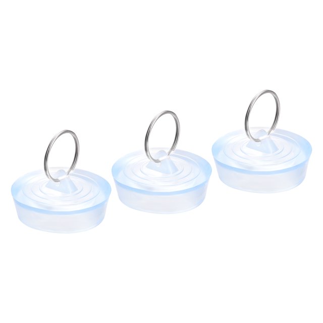 Caucho Fregadero Tapón, Transparente Drenaje Tapón Ajuste 1-21/32" a 1-3/4" Drenaje con Colgante Anillo para Bañera Cocina y Baño 3uds