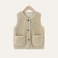 thumbnail image 2 of LIaqionyy Kids Sherpa Fleece Vest Lightweight Boys Girls Sleeveless Button down Waistcoat Outerwear with Pocket, 2 of 5