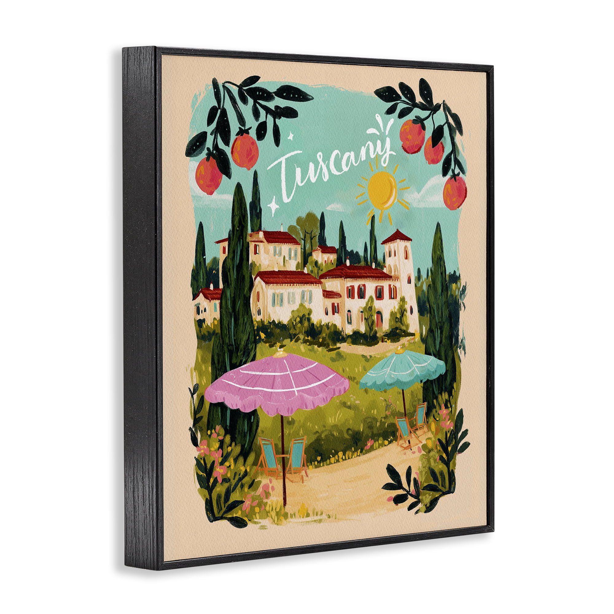 Fruit Bordered Tuscany Black Framed Giclee Art, design by Yen