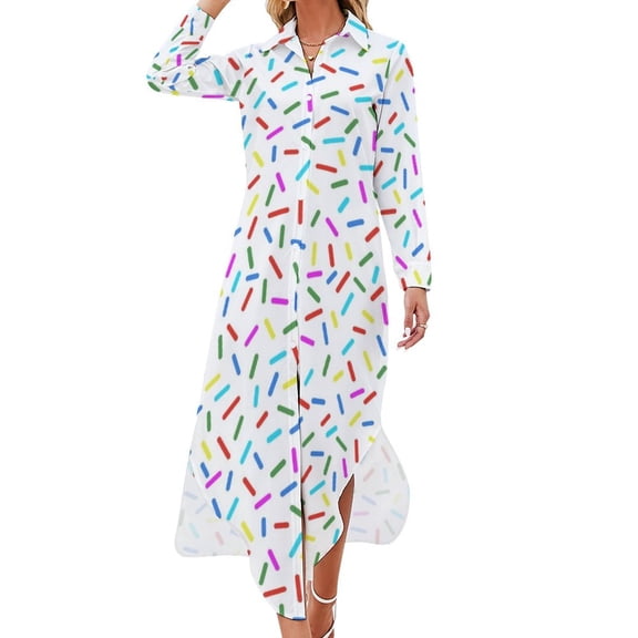 Bright Colorful Sprinkles Long Sleeved Shirt Dress Women's clothing summer dress womens 2024