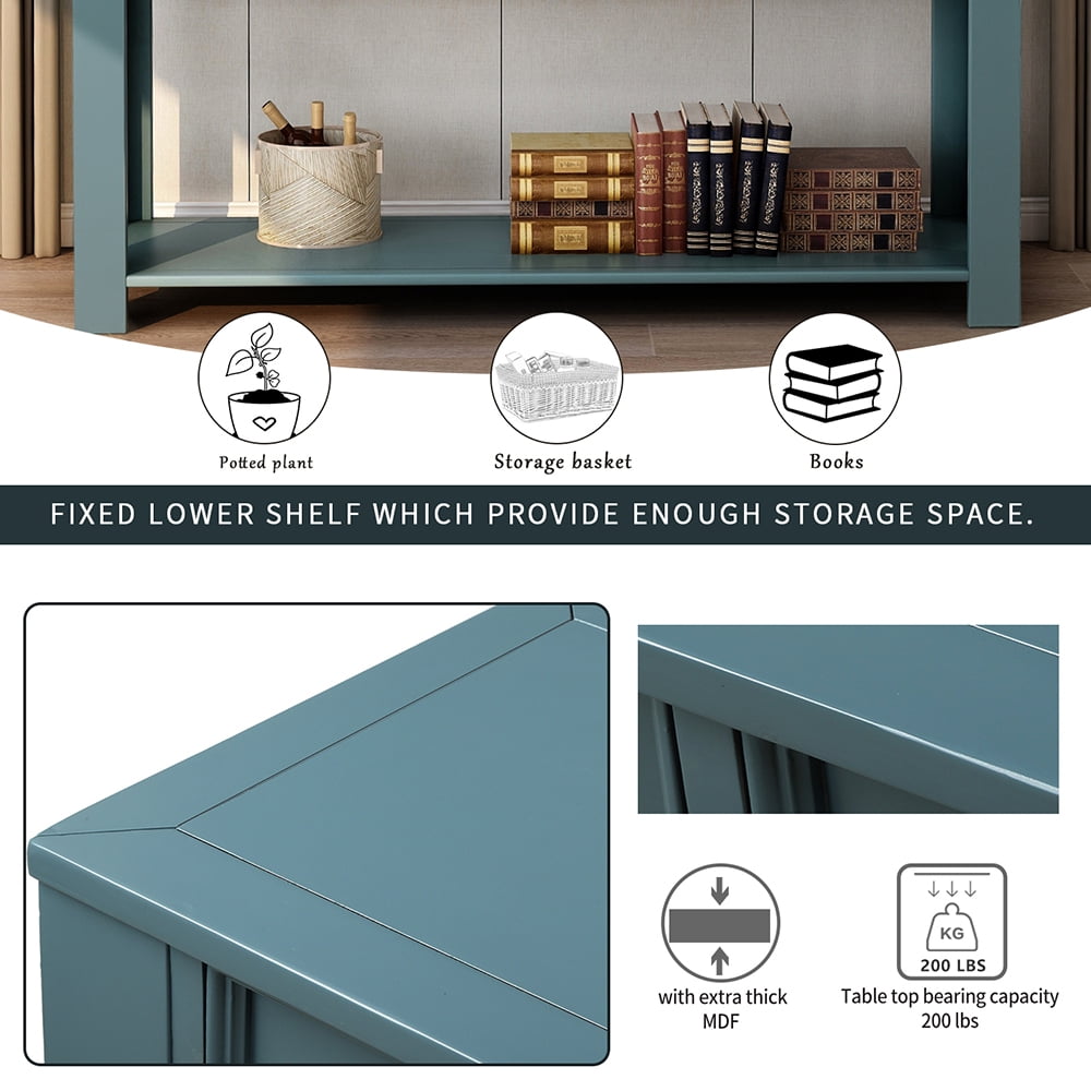 Lowestbest 64" Console Table for Entryway, Modern Sofa Table with Storage Drawer, Bottom Shelf Entryway Table for Hallway, Dark Blue Lowestbest 64" Console Table for Entryway, Modern Sofa Table with Storage Drawer, Bottom Shelf Entryway Table for Hallway, Dark Blue