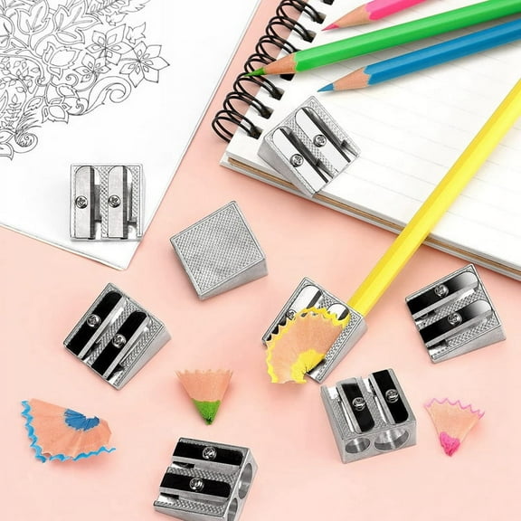 24 Pack Handheld Metal Pencil Sharpener with 2 Holes for Schools, Offices, Homes, Art Projects