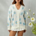 thumbnail image 2 of Women´s Button Down Sweater, Casual Long Sleeve V Neck Floral Print Loose Knit Cardigan Coat, 2 of 10