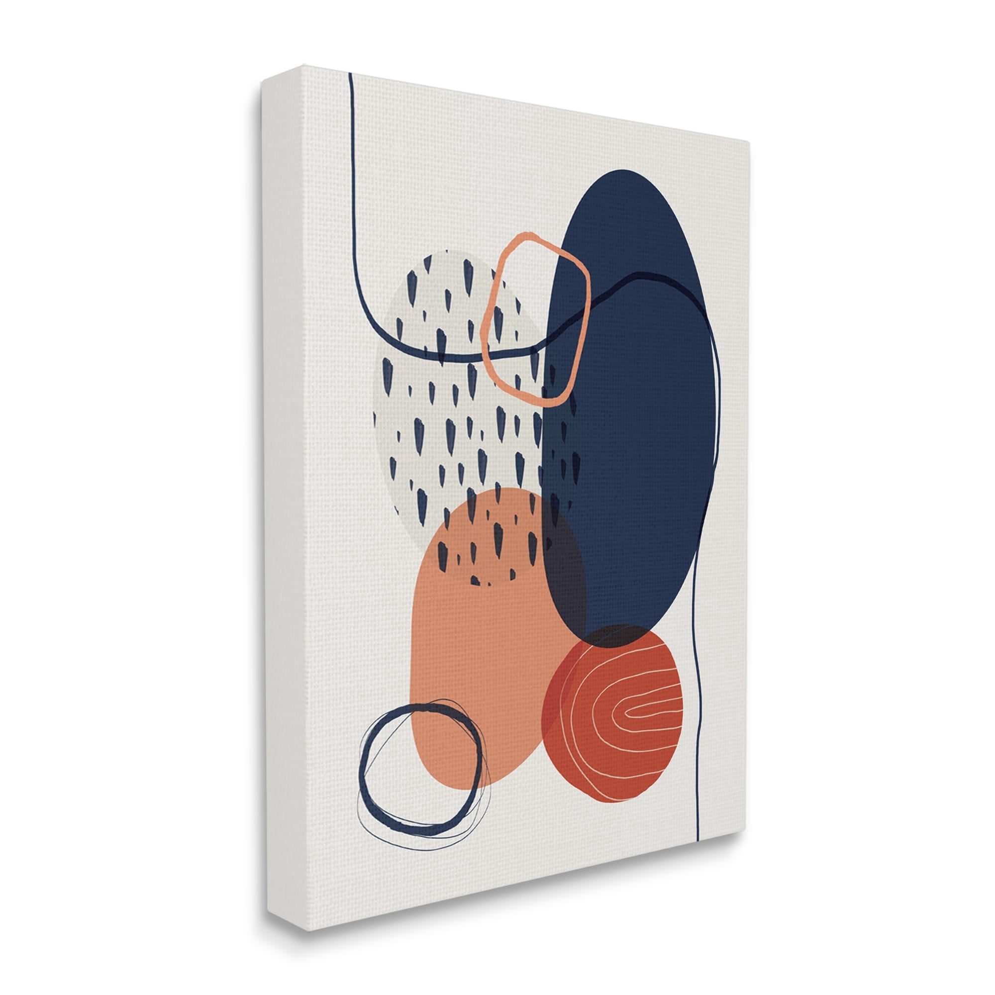 Bold Patterned Circles Shapes Abstract Blue Line s Abstract Graphic Art Gallery-Wrapped Canvas Print Wall Art