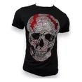 thumbnail image 1 of Playera Hombre Calavera En Pedrería Y Franja Roja Slim Fit, 1 of 8