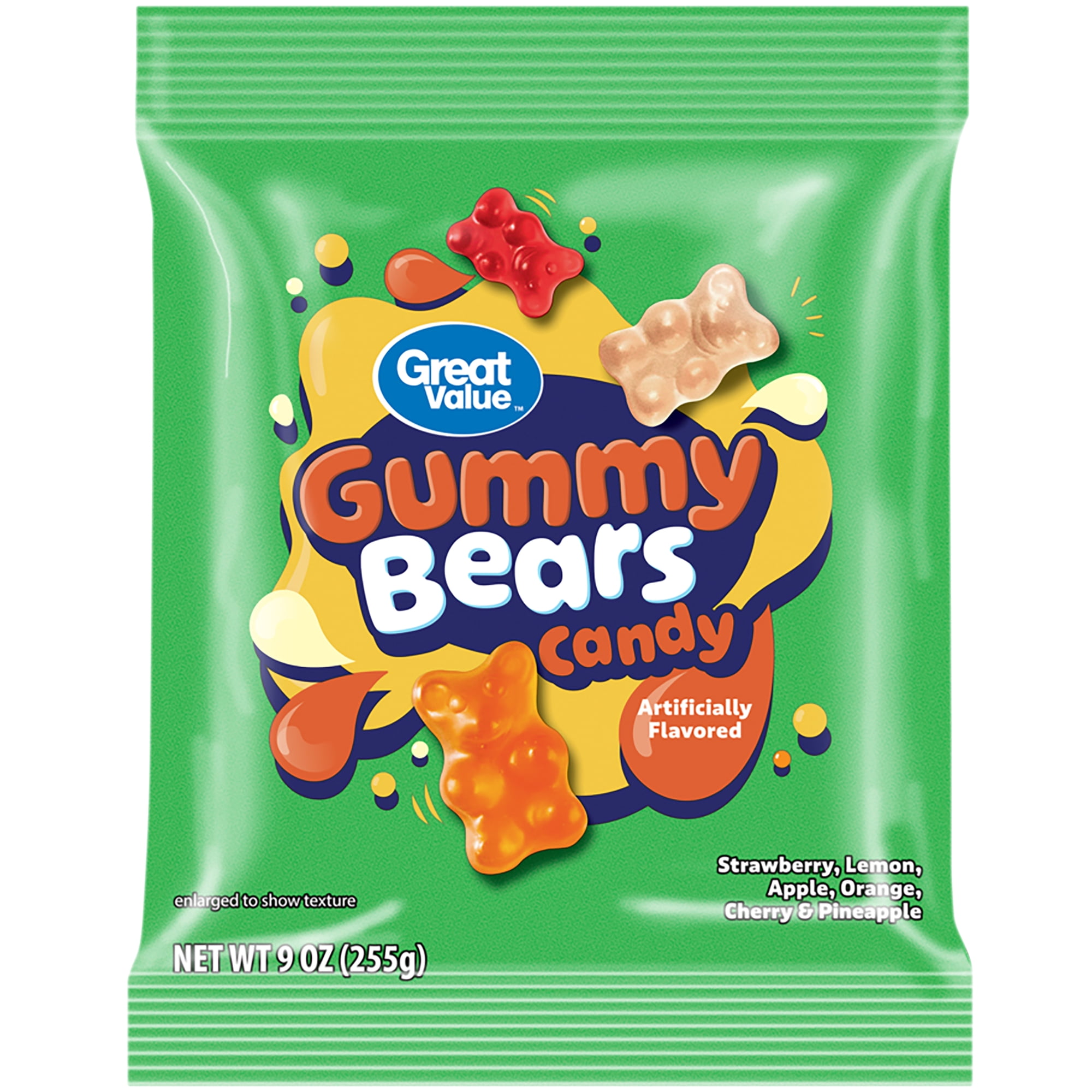 Great Value Gummy Bears Chewy Candy, 9 oz Bag