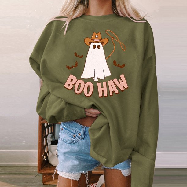 ICHUANYI Clearance Women's Casual Round-Neck Print Long Sleeve Pullover Blouse T-shirt Tops ICHUANYI "ICHUANYI"