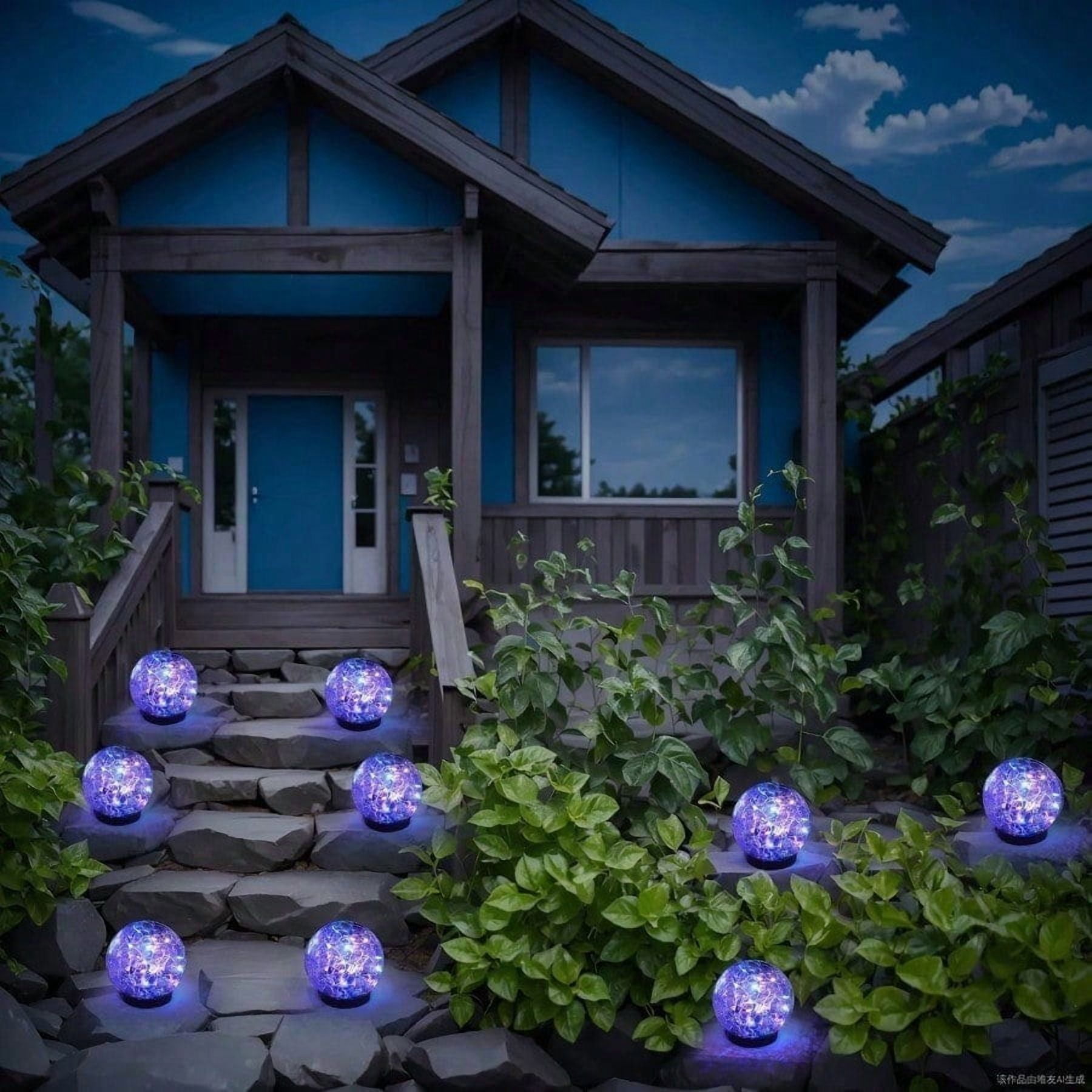 Solar Ball Lights Outdoor Waterproof, 30 LED Cracked Glass Globe Solar Power Ground Lights for Path Yard Patio Lawn, Christmas,New Year Decoration Landscape Warm White(4 Pack 4.7'')