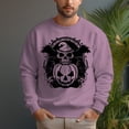 thumbnail image 3 of Men's 330g 100% Cotton Pumpkin Skull Pattern Dropped Shoulder Crew Neck Sweatshirt, 3 of 15