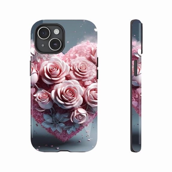 Heart - shaped Rose Design Phone Case for Couples Valentine’s Day Gift Compatible with iPhone 11/12/13/14/15/16 (Pro Max/Plus)