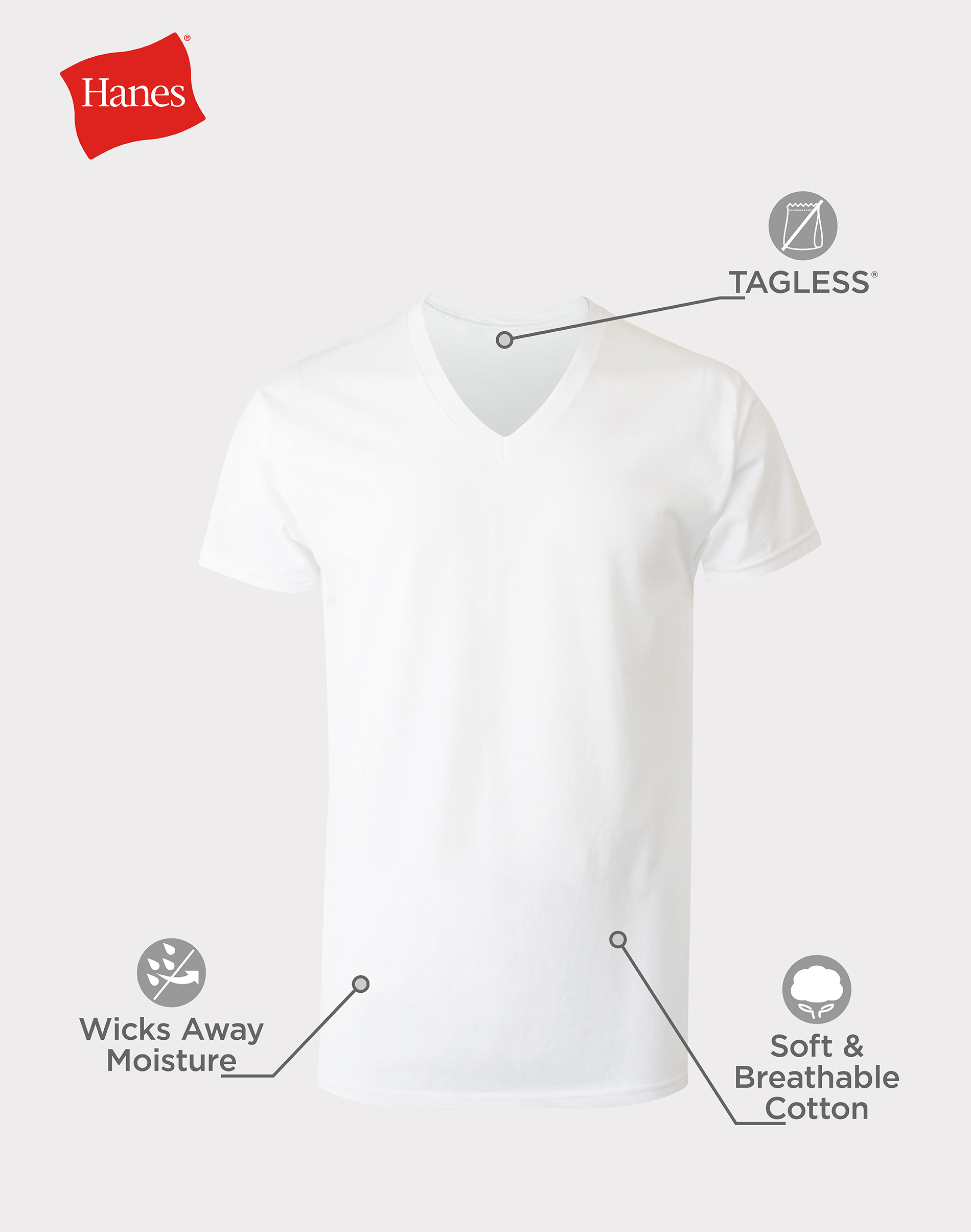 Hanes Men's V-Neck Undershirts 10-Pack White Cotton Tees photo 7