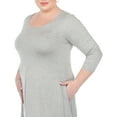 thumbnail image 5 of White Mark Women's Plus Size Quarter Sleeve Solid Sharkbite Tunic Top, 5 of 5