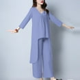 thumbnail image 2 of NMMUED Summer Two Piece Sets for Women Linen Outfits Women 2 Piece 2 Piece Lounge Set Women Gauze Sets for Women 2 Piece Matching Sets Women Clothing, Blue L, 2 of 5