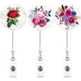 thumbnail image 3 of LAICAIW Cute Rose Floral Retractable Badge Reel Holder with Alligator Clip, Multicolor, 3 of 5