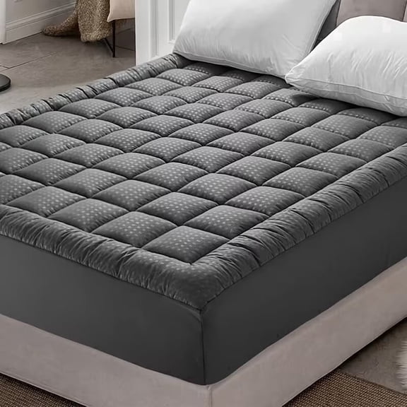 RIAFUN Cooling Mattress Pad Queen, Quilted Plush with Deep Pocket, Hypoallergenic, Gray