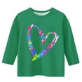 thumbnail image 3 of Blusas y camisas de cuello redondo y manga larga para niños, blusas/camisas de poliéster con estampado de corazones, mangas 3/4 y cuello redondo, elegantes e informales., 3 of 4