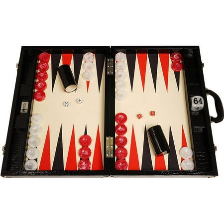 Tournament Backgammon Sets Wycliffe Brothers Tournament Backgammon Set, Black Croco with Cream Field, Gen III ()