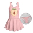 thumbnail image 6 of COEQINE Girls Beach Pool One Piece Swimsuit, Playful Tank Neck and Wide Straps Soft Swimwear with Flared Skirt, Comfortable Swimsuit for Girls 8-9 Years, Peach, 6 of 8
