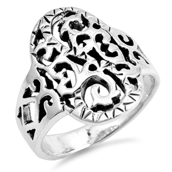Wide Filigree Celtic Oxidized Ring .925 Sterling Silver Band Jewelry Female Male Unisex Size 9