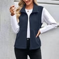 thumbnail image 6 of Women's Fleece Vest Outerwear Sleeveless Lightweight Zip Jackets Warm Soft Vests with Zipper Pockets Navy M, 6 of 8