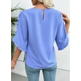 thumbnail image 3 of DOKOTOO Blouses for Women 3/4 Ruffle Sleeve Crewneck Tops Business Work Blouse Casual Dressy Loose Shirts, 3 of 10