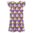 thumbnail image 4 of Yuncity Girls Halloween Dress Crew Neck Ruffle Sleeve Cute Ghost Pumpkin Print Sweet Casual Nightdress Size 4-5 Years Purple, 4 of 5
