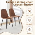 thumbnail image 5 of ExtraLco 7 Piece Round Dining Table Set for 6, 47.3" Wood Kitchen Table with 2-Tier Storage Shelf and 6 Brown Tech Fabric Chairs, Modern Dining Room Set for Apartment Breakfast Nook, 5 of 12