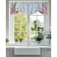 thumbnail image 2 of Lavender Pink Rose Tie Up Valances Curtain, Leaf Pastoral Flower Blue Board Kitchen Valances for Windows Decor, Rod Pocket Short Curtains Set for Bedroom/Bathroom, 54"x18", 2 of 9