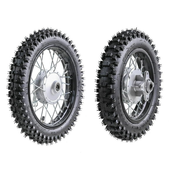 12" Front Wheel 60/100-12 Tire Rim and 10" Rear Wheel 80/100-10 Dirt Bike Tire Rim Drum Brake for CRF50 XR50 Pit Bike 50cc 70cc 90cc 110cc 125cc Motocross Off Road