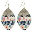 thumbnail image 2 of Baroque Floral Leather Oval Geometric Leaf Morocco Dangle Earrings Boho Jewelry, 2 of 9