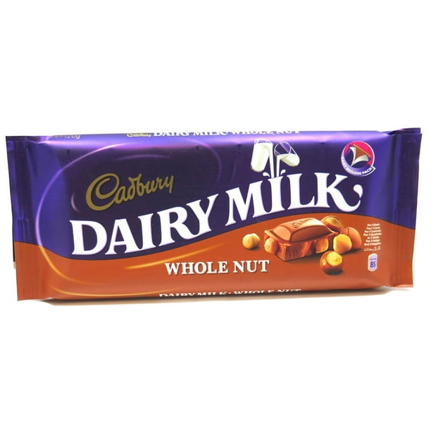 Barre de chocolat au lait et aux noix enitères Dairy Milk de Cadbury