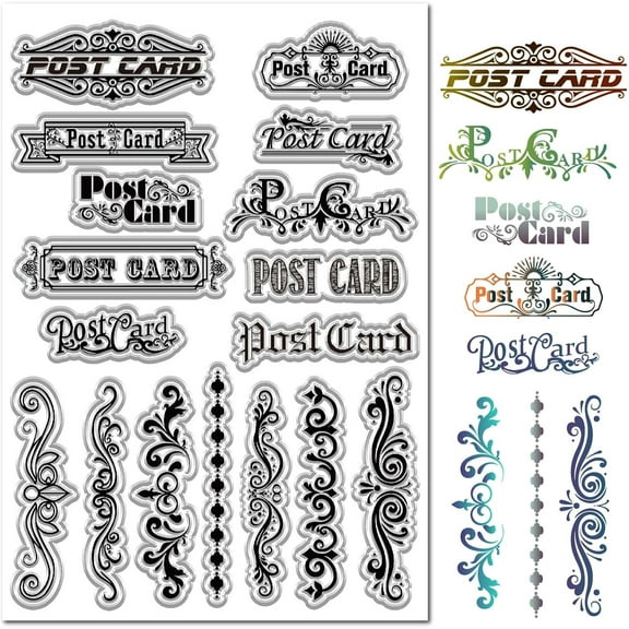 A5 Dividing Line Clear Stamp Silicone Stamp Bouquet Border Edge Rubber Stamp Reusable Postage Transparent 8.3x5.8Inch