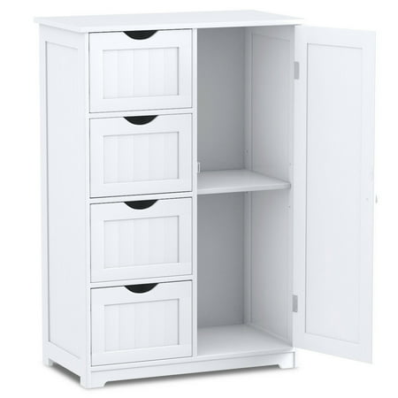 Gymax Storage Floor Cabinet Organizer Cupboard W 4 Drawers Adjustable Shelf Walmart Canada