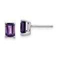 thumbnail image 5 of 14K White Gold 6x4mm Emerald Cut Amethyst Stud Earrings, 5 of 7