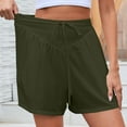 thumbnail image 3 of Yoga Shorts for Women New Flowy Shorts for Women Summer Casual High Waist Wide Leg Drawstring Short Pants with Side Pockets Army Green L, 3 of 7