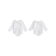 thumbnail image 2 of BemeyourBBs Newborn Baby Girl Boy Bubble Romper Infant Long Sleeve Doll Collar Romper Oversize T-shirt Cotton Basic Bodysuit Top Fall Spring Summer Outfit, 2 of 9