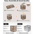 thumbnail image 5 of Clear Cube Storage Bins - 10.5'' x 10.5'' Stackable Storage Bins with Lids 6 Pack Foldable Storage Box Plastic Toys Cube Organizer Cubby Container for Closet Shelf Classroom Office (Brown), 5 of 6