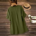 thumbnail image 4 of Tsesme Loose V-Neck T-Shirt for Women Short Sleeve Pullover Tops with Side Button Fashion Hem Split Tees, 4 of 6