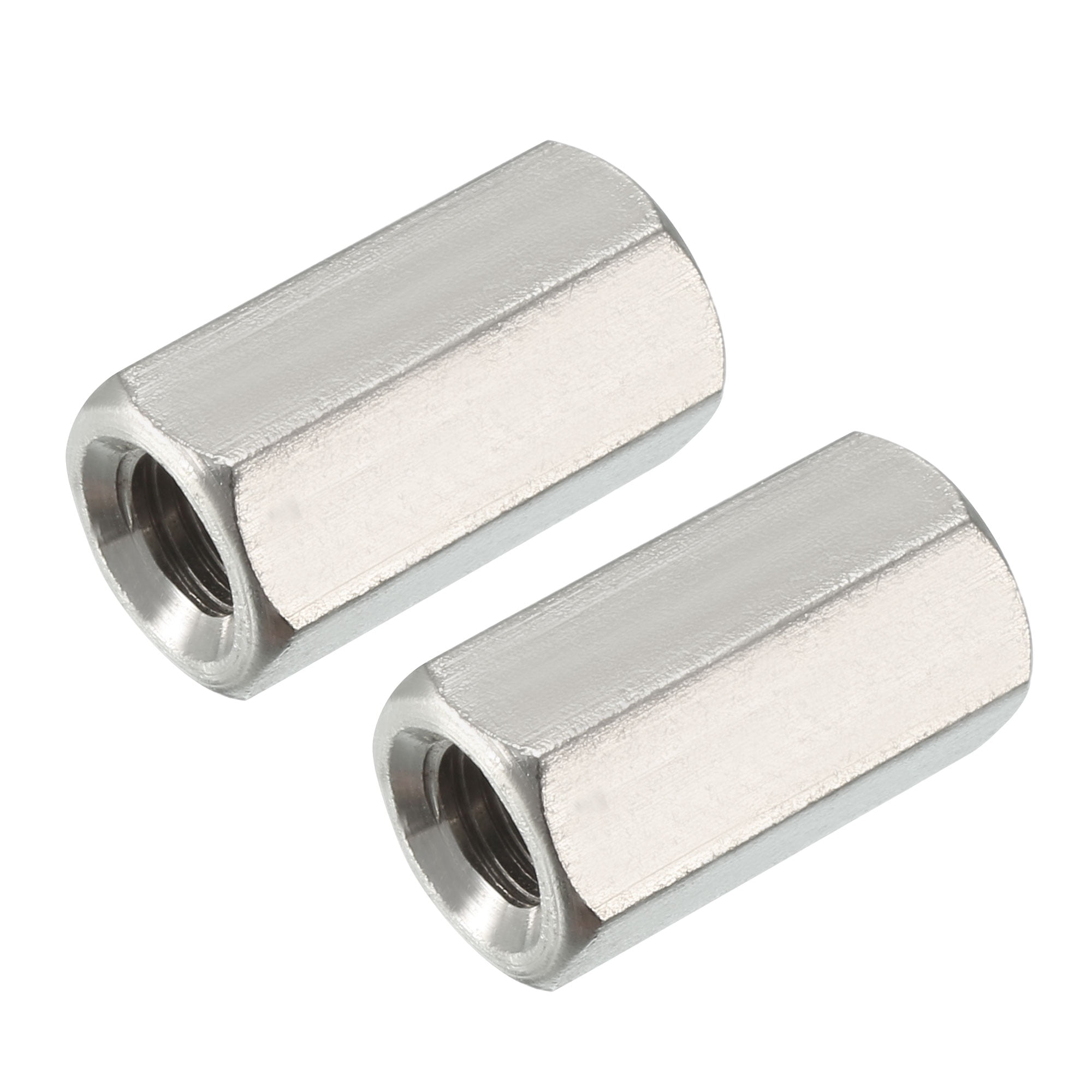 M8 24mm Length 304 Stainless Steel Metric Hex Coupling Nut, 2Pack