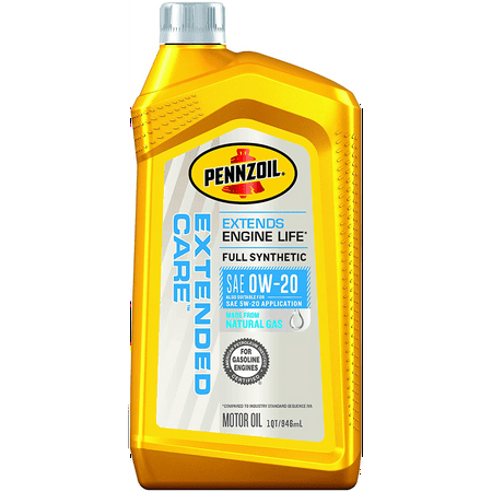 Pennzoil 550053458 Extended Care Full Synthetic 0W-20 Motor Oil, 1 Quarts, 6 Pack