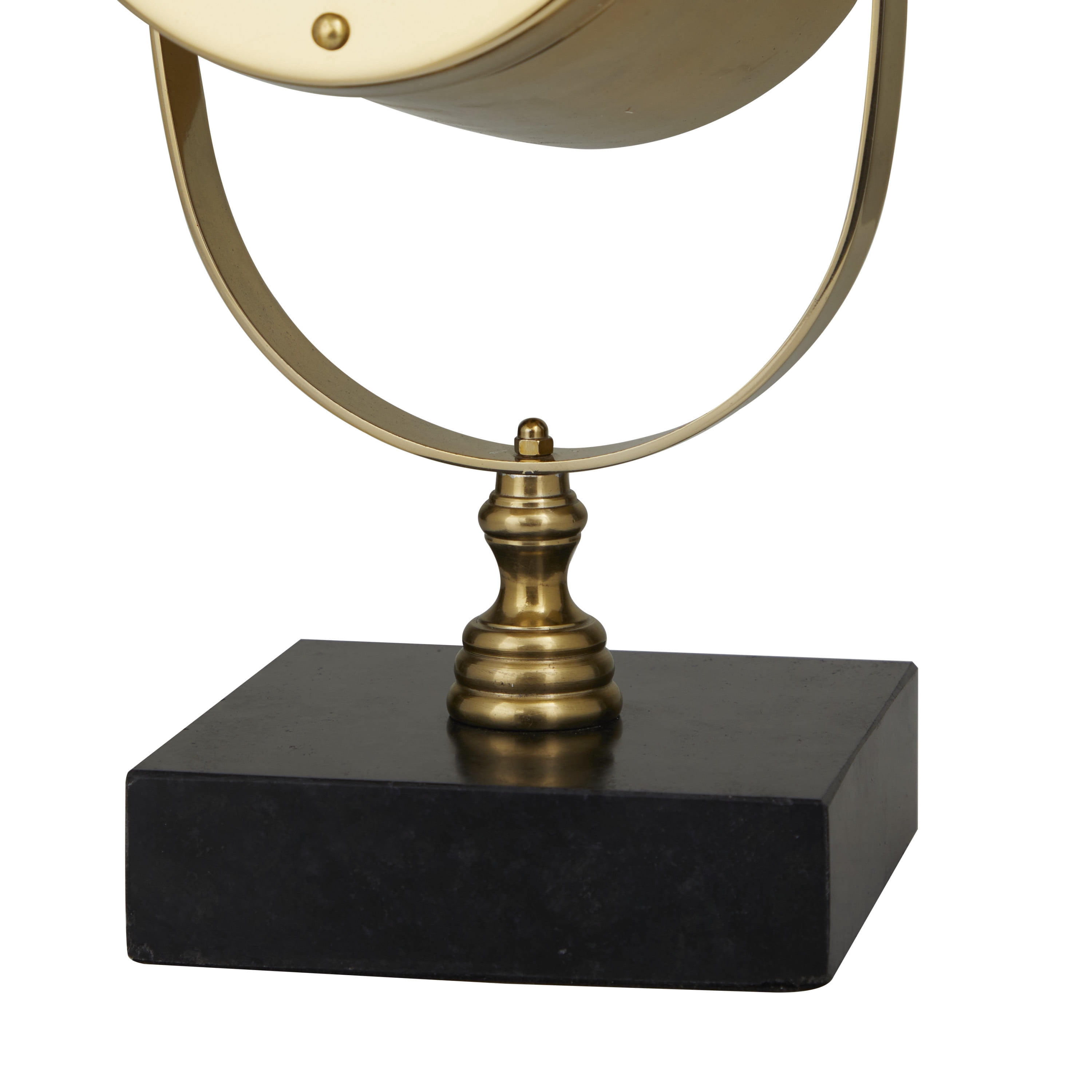 DecMode Stainless Steel Vintage Spotlight Design with Swivel Mechanism Table Clock 9"W x 14"H, Black Face and Base Finish with Brass Gold Frame