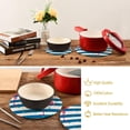thumbnail image 6 of SKYSONIC Summer Vintage Flamingo Pot Holders Trivets, 2 Pcs Heat Resistant Trivets,Blue White Stripes Cotton Thread Weave Mats for Hot Pads Pans Pot Bowl Teapot for Kitchen Decor, 6 of 7