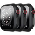 thumbnail image 1 of 3 Pack Case for Apple Watch Screen Protector 44mm SE Series 6 Series 5 Series 4, Hard PC Full Protective Cover with Tempered Glass for iWatch 44mm (Black, 3 Pack), 1 of 5